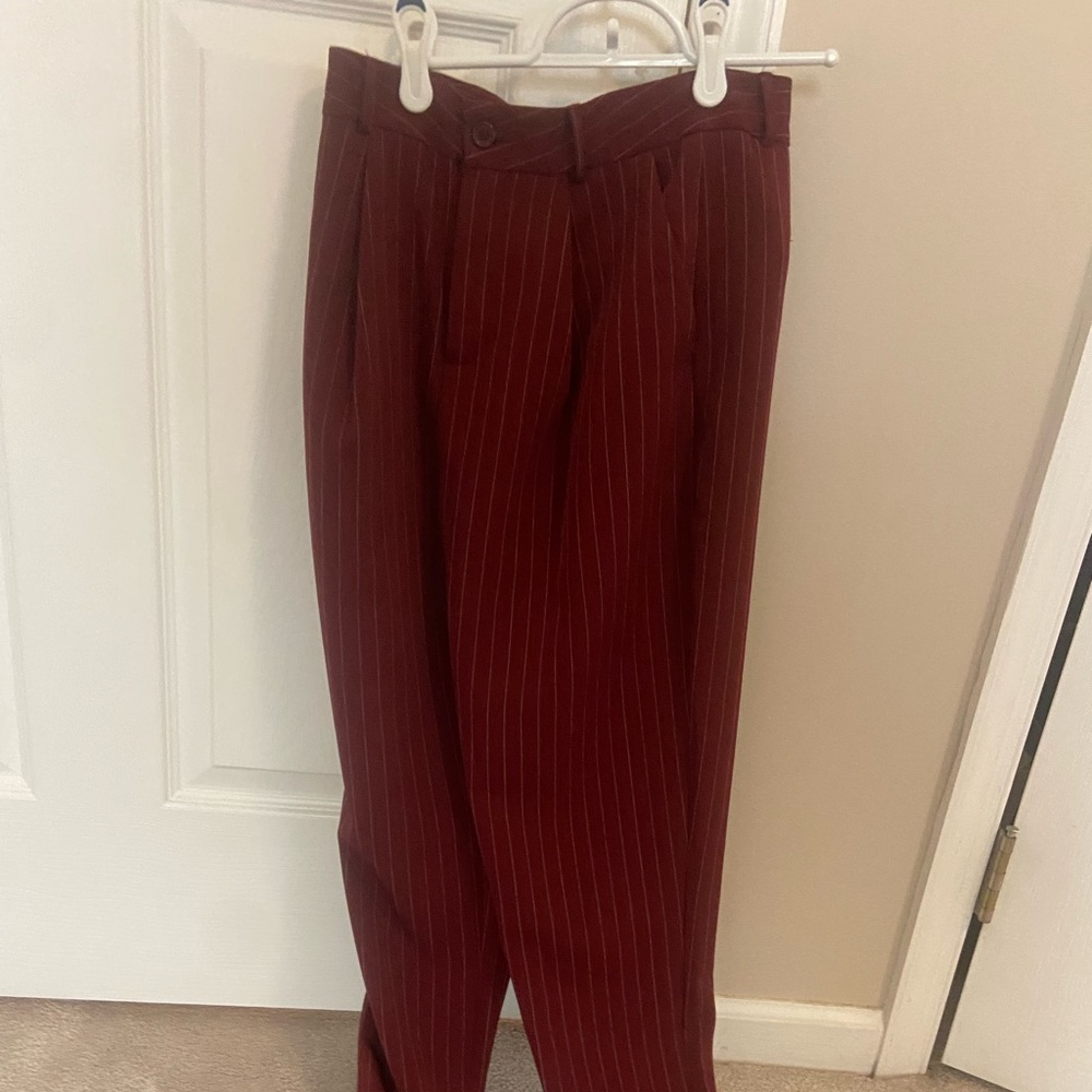 Forever 21 Maroon Pinstripe Pants